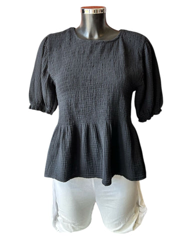 Stacey puff sleeve top - Black