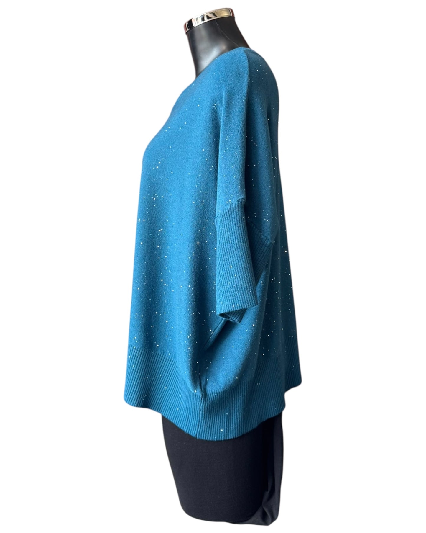 Eva sparkle knit half sleeve jumper - Teal