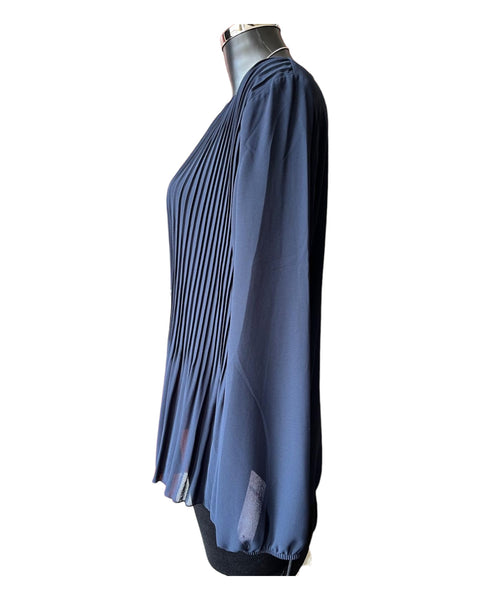 Milly pleated front chiffon top - Navy