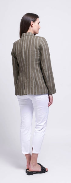 Foil blazing saddles linen blazer in bay leaf linear