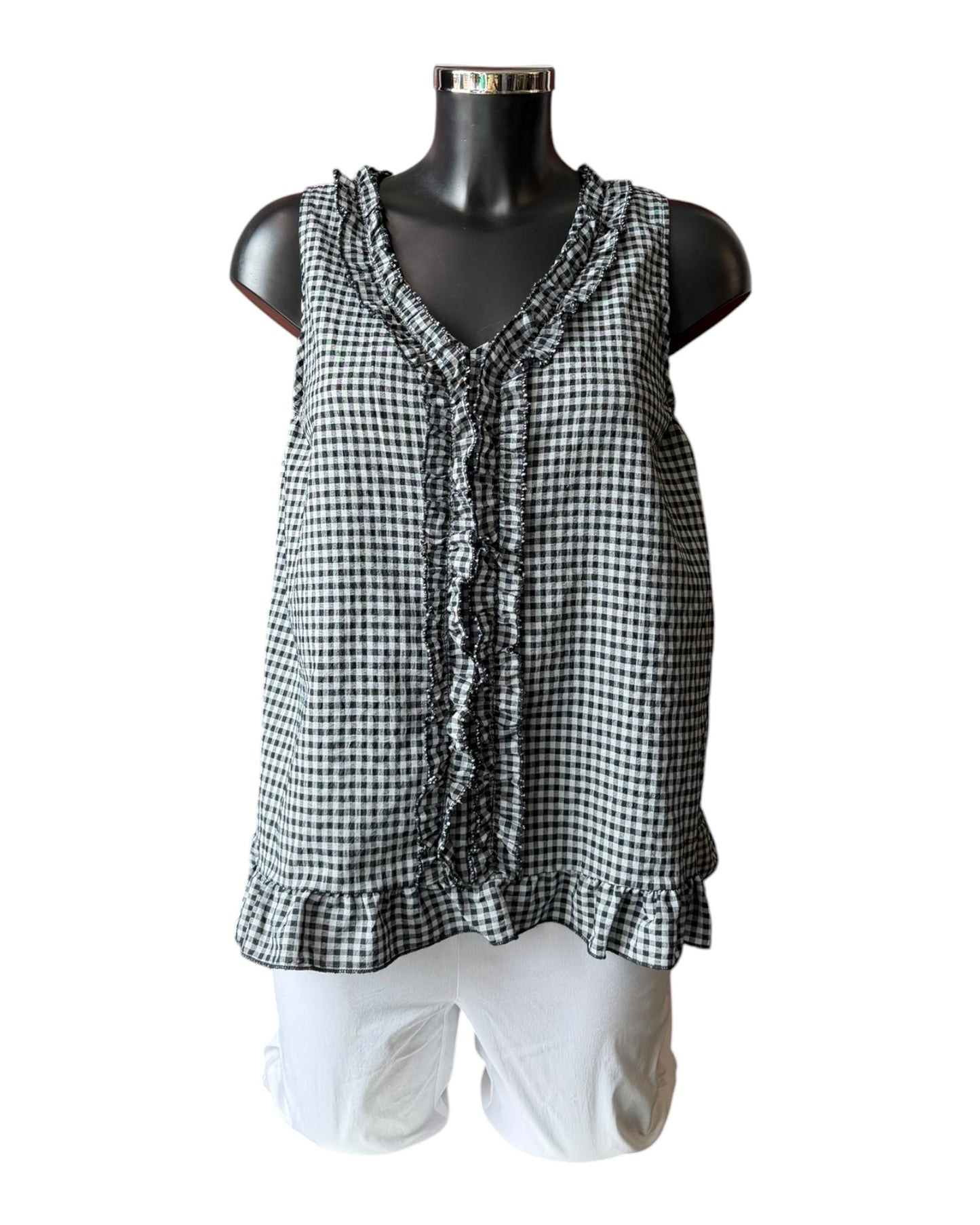Gia gingham check sleeveless top - Black
