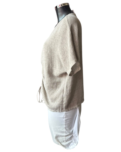 Casey range v neck ruched front top - mocha