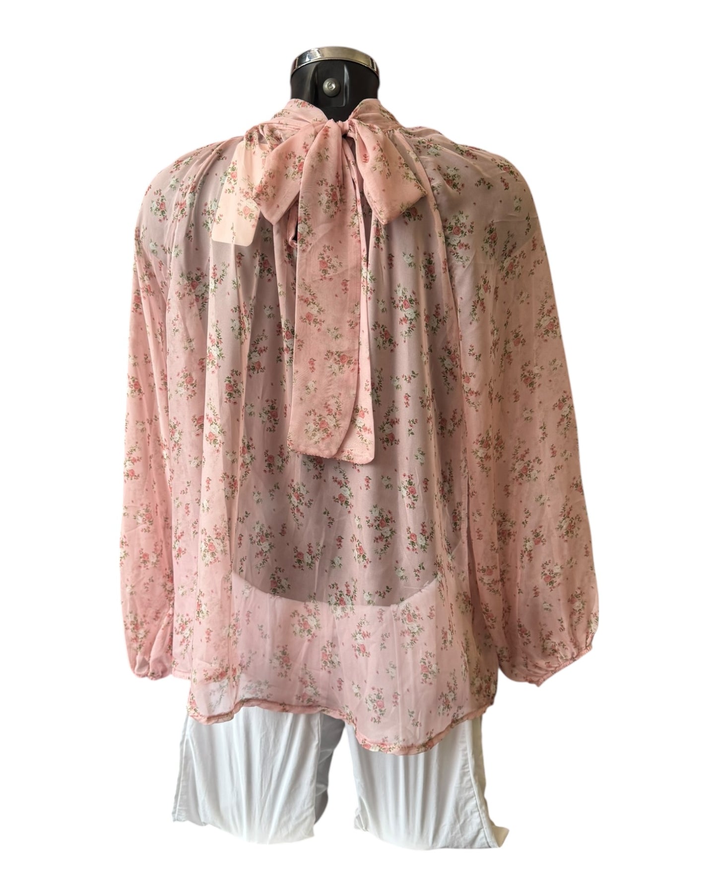 Yara chiffon floral ruffle front blouse - Pink