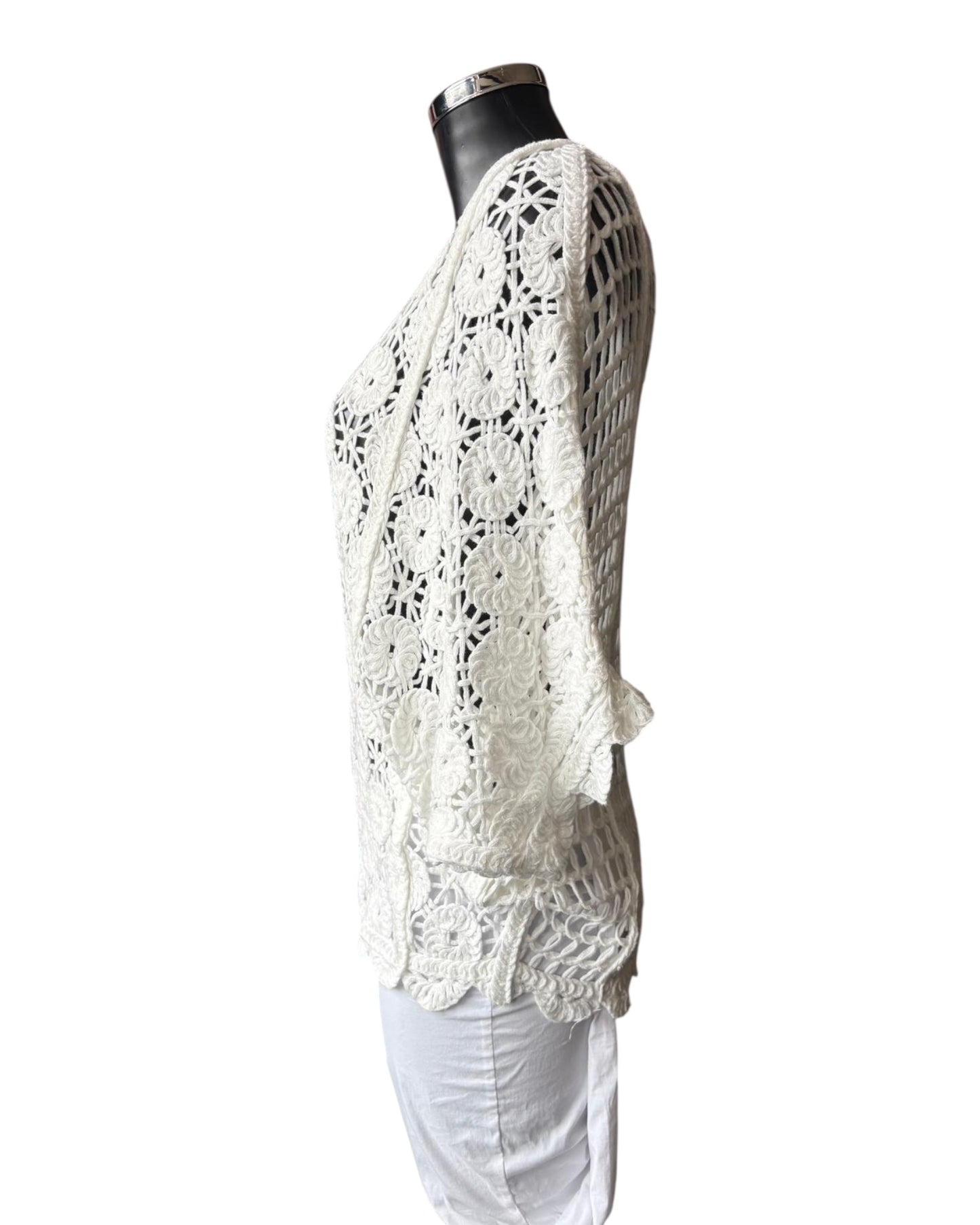 Nora v neck crochet top - Ivory