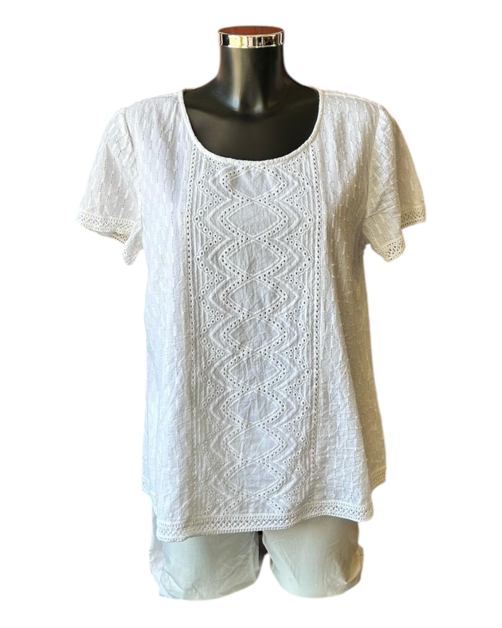 Orientique broderie cotton top - White