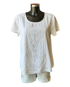 Orientique broderie cotton top - White