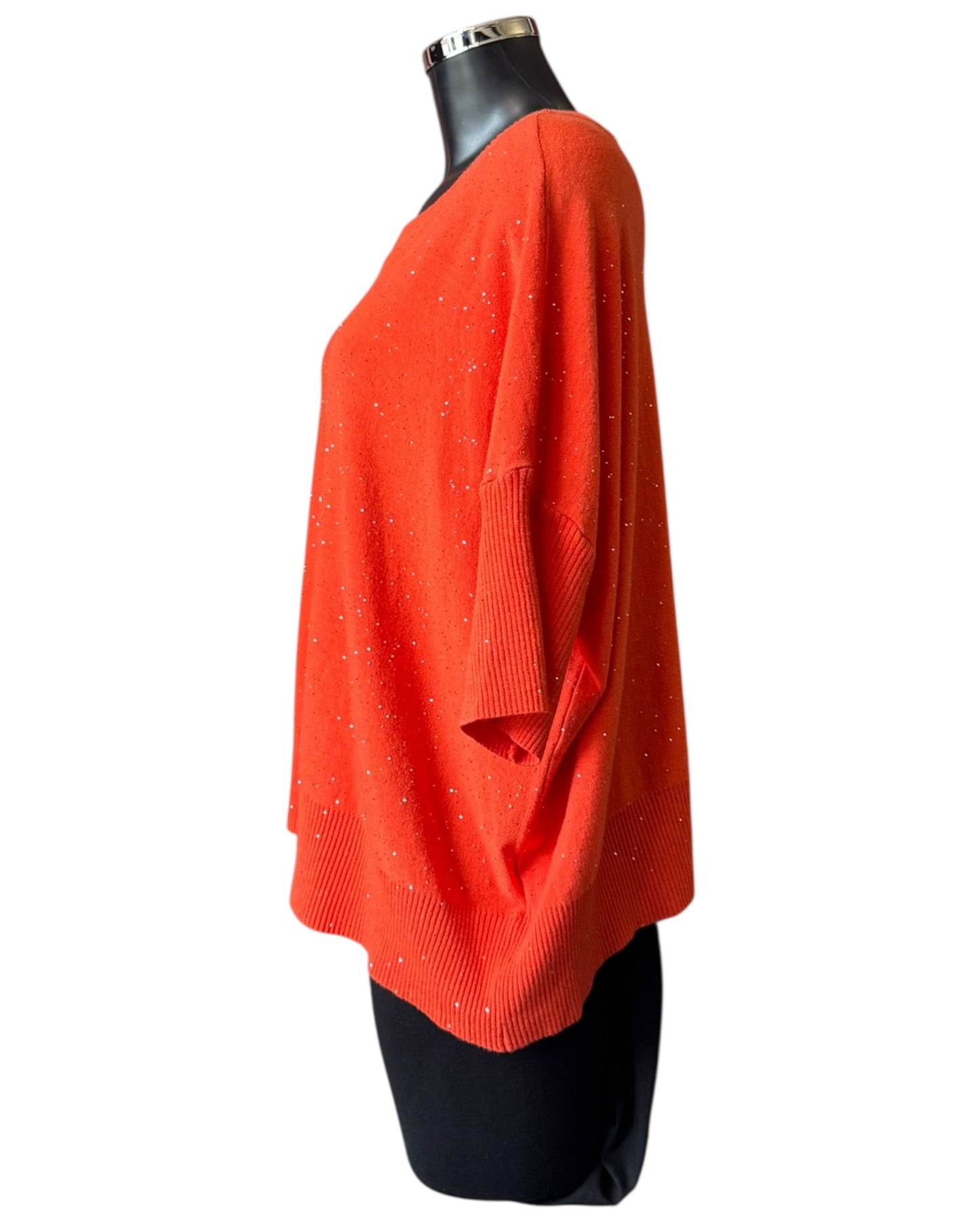 Eva sparkle knit half sleeve jumper - Orange