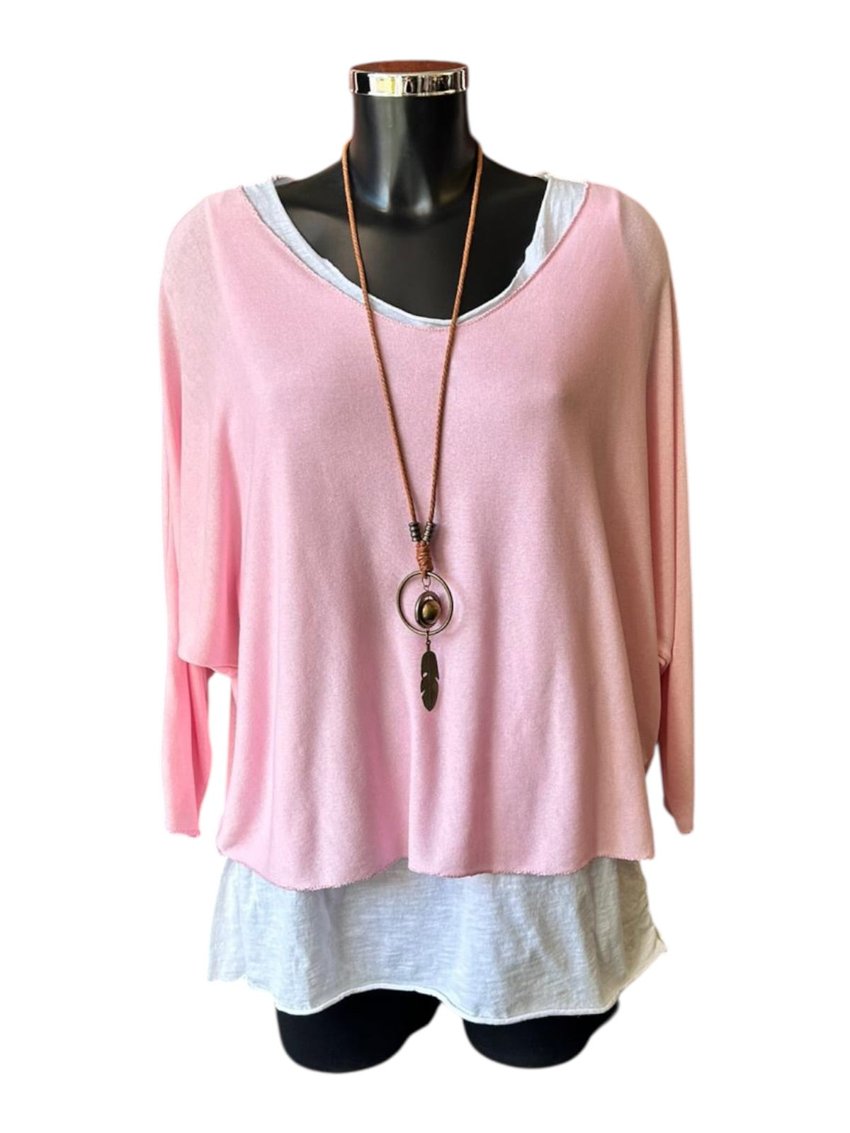 Anya 3 piece layered top set - Pink