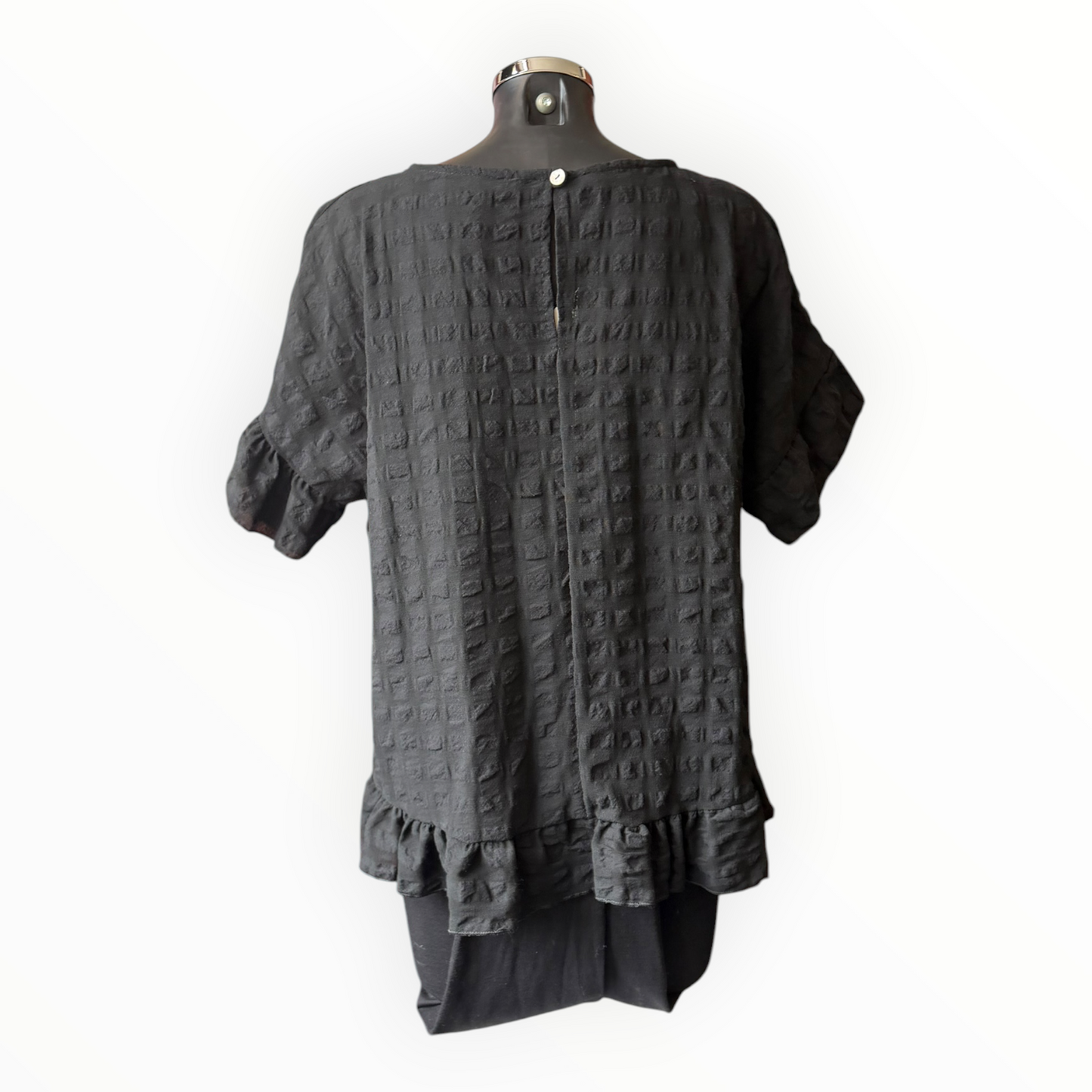 Eliza range checked frill edge top - Black