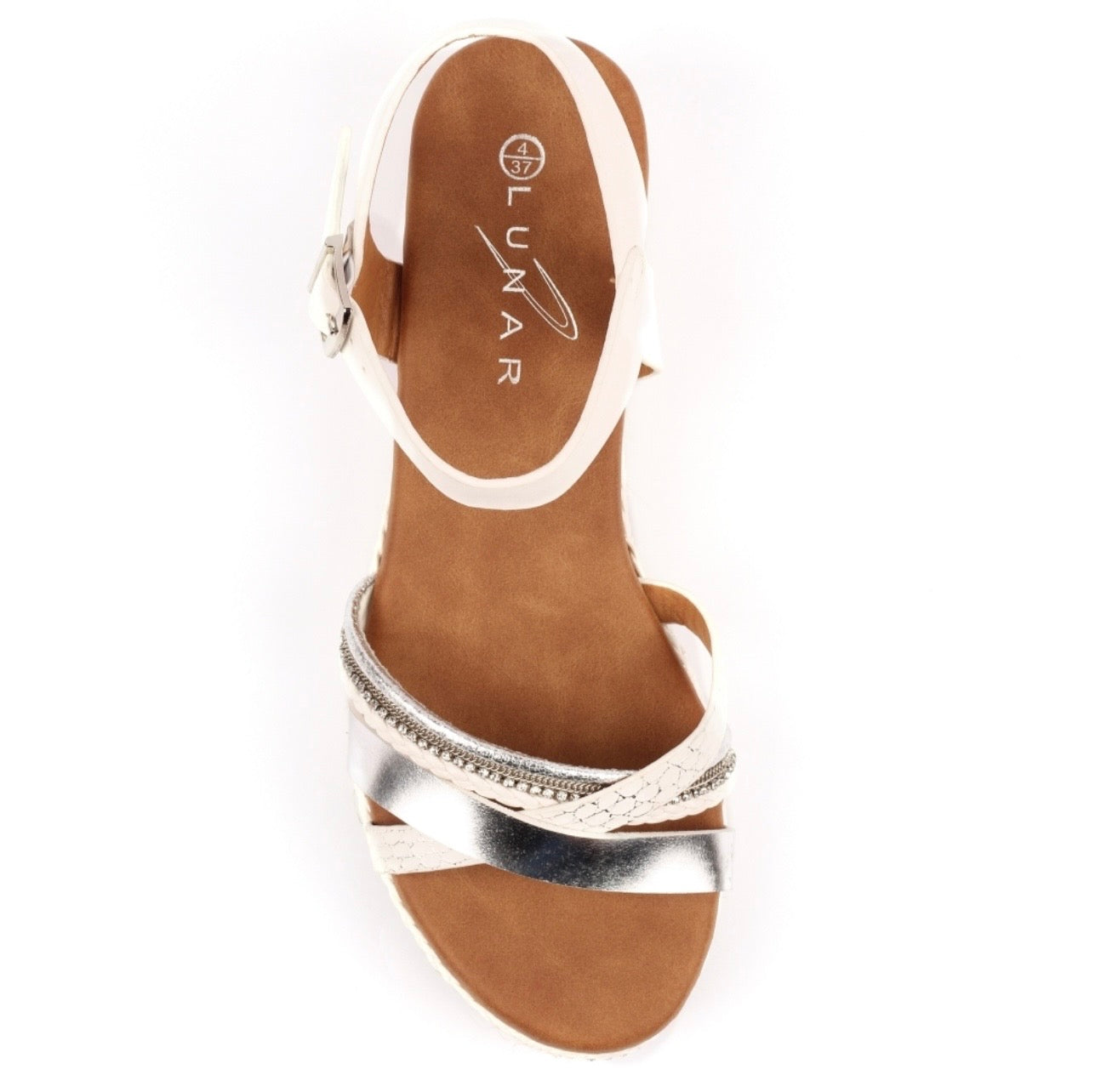 Lunar white Donna wedge sandals