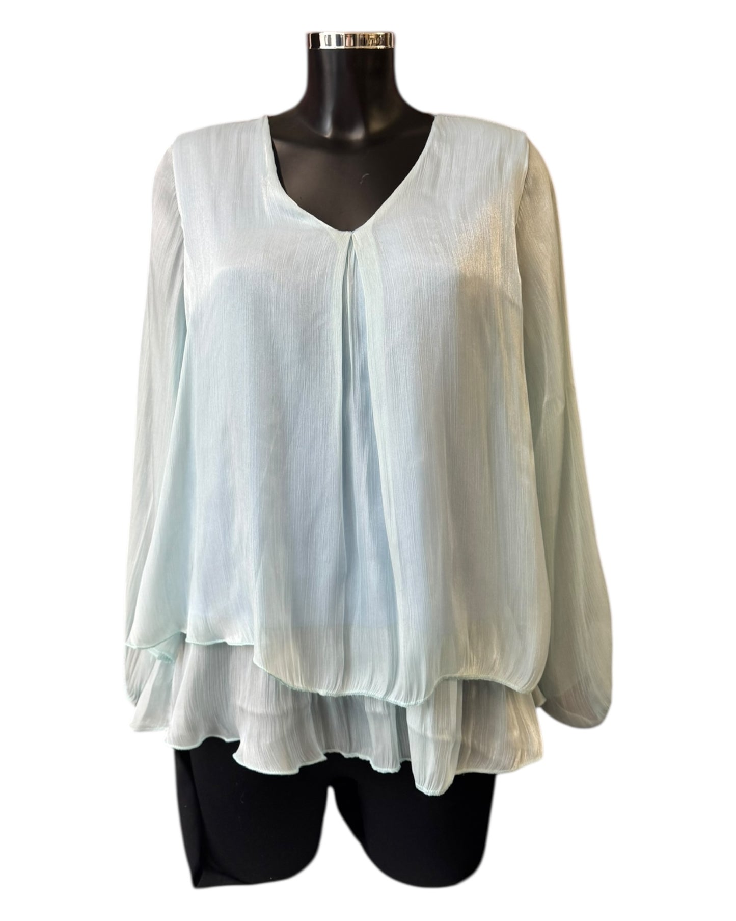 Vanessa v neck layered top - Blue
