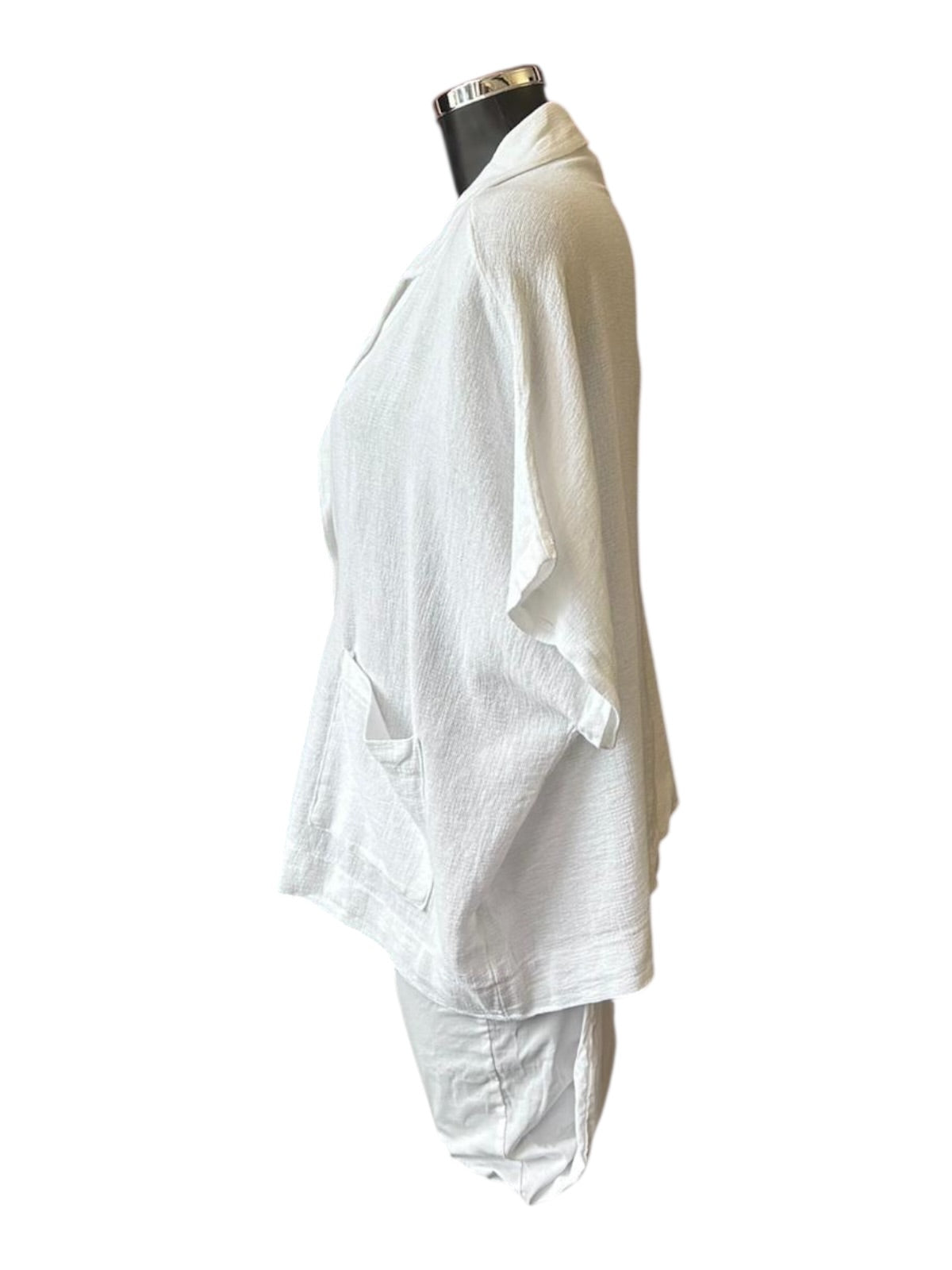 Casey range single button jacket top - White