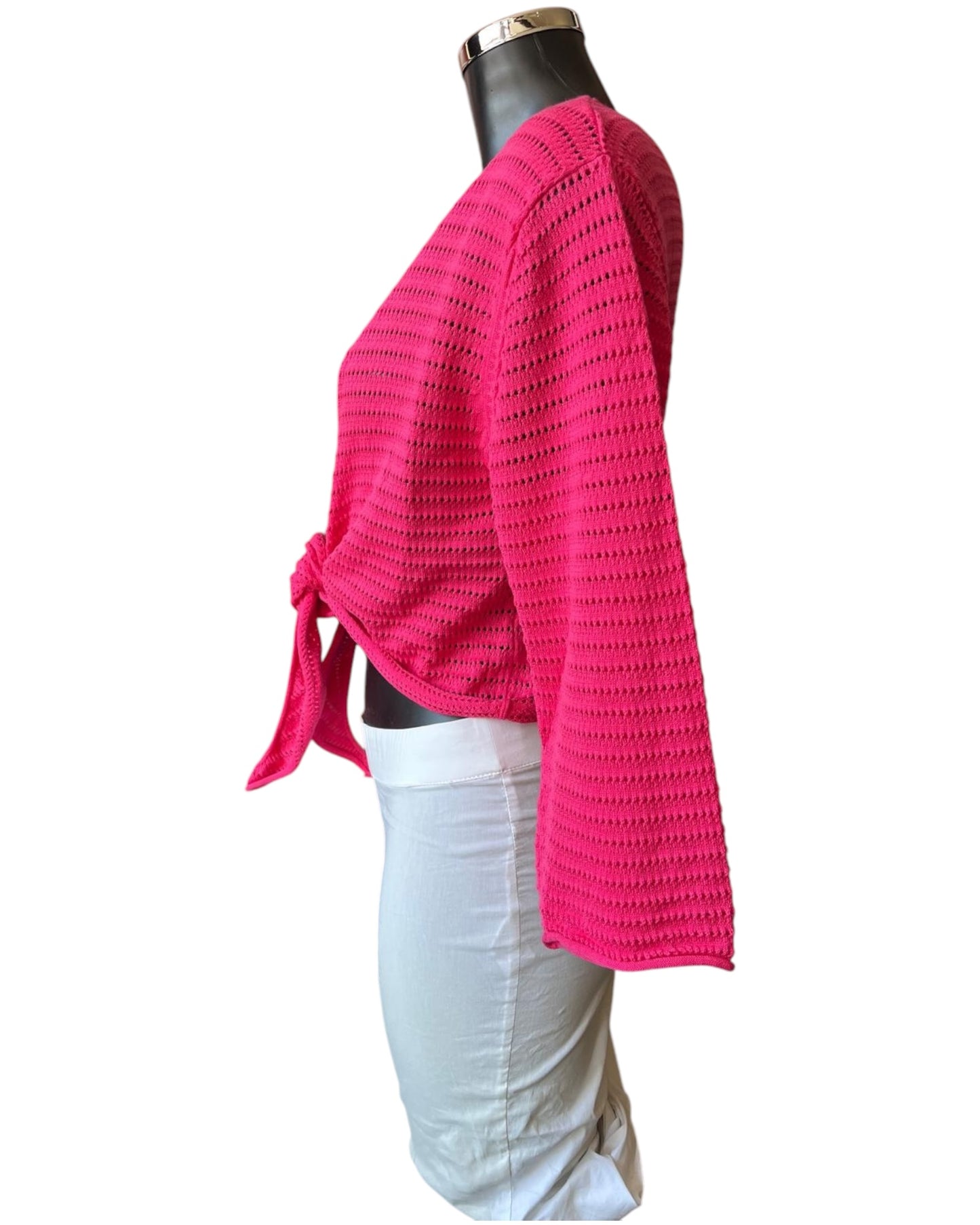 Orientique tie knit shrug - Hot Pink