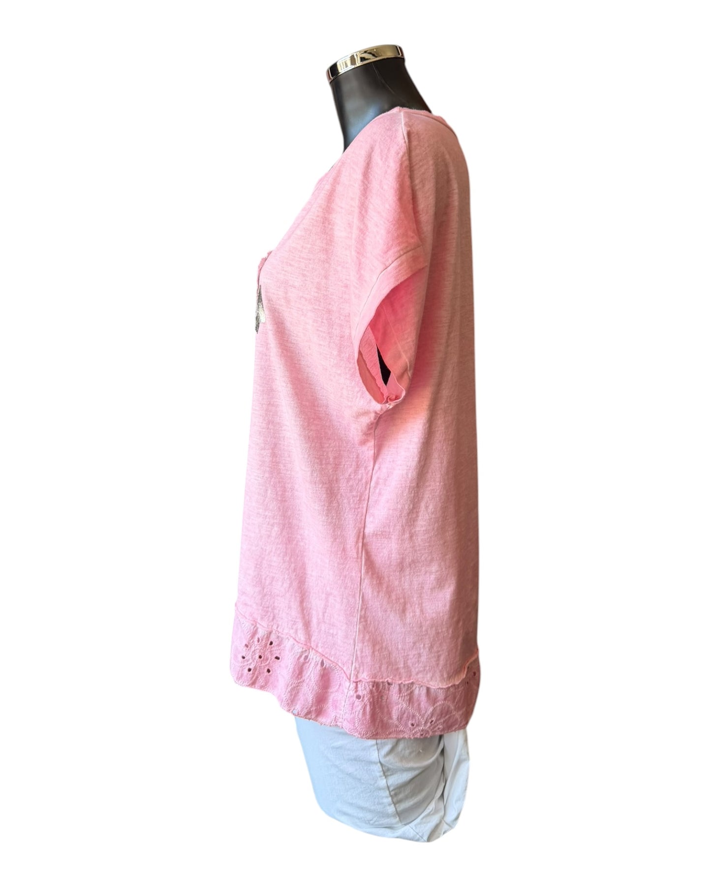 Olivia foil t-shirt heart  - Pink