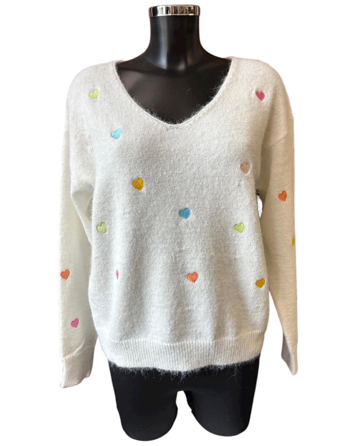Darcy range hearts front jumper - winter white