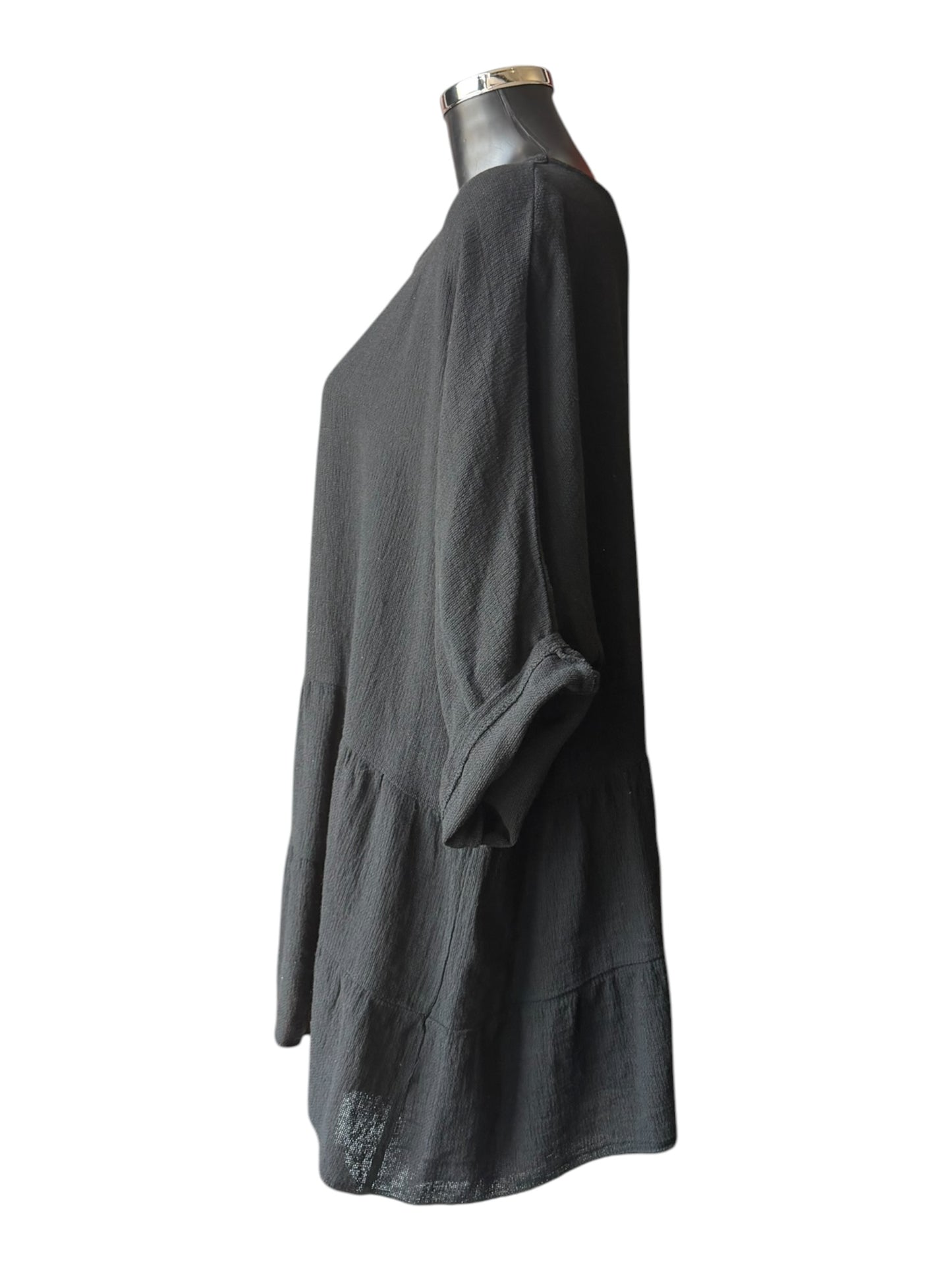 Casey range tiered tunic top - Black