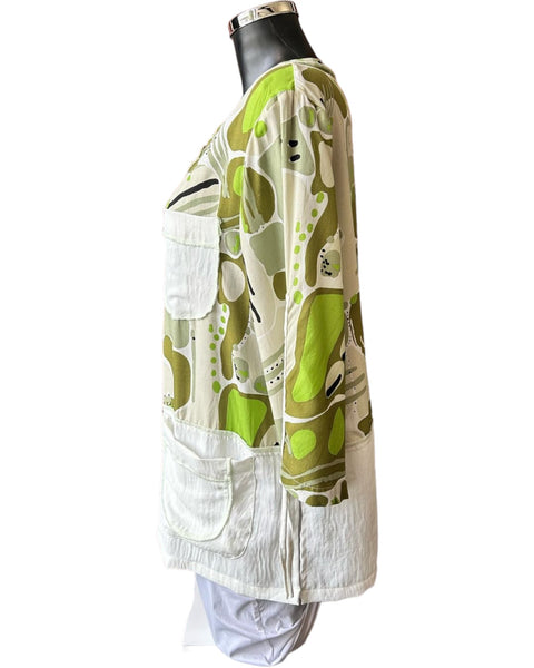 Tara Vao Kira contrast fabric jacket top - Green mix