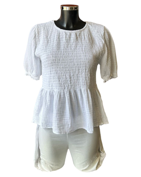 Stacey puff sleeve top - White