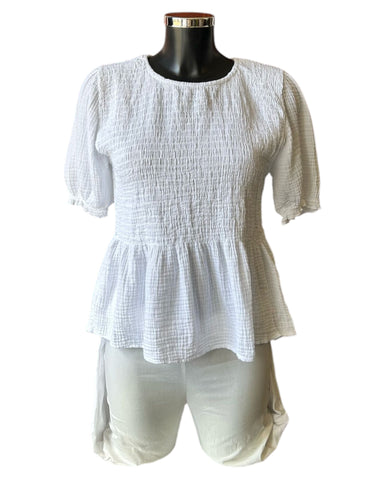Stacey puff sleeve top - White