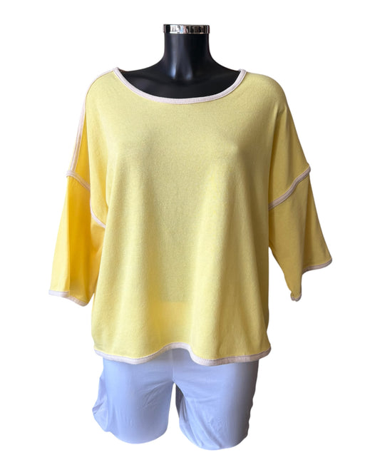 Clara contrast trim top - Lemon