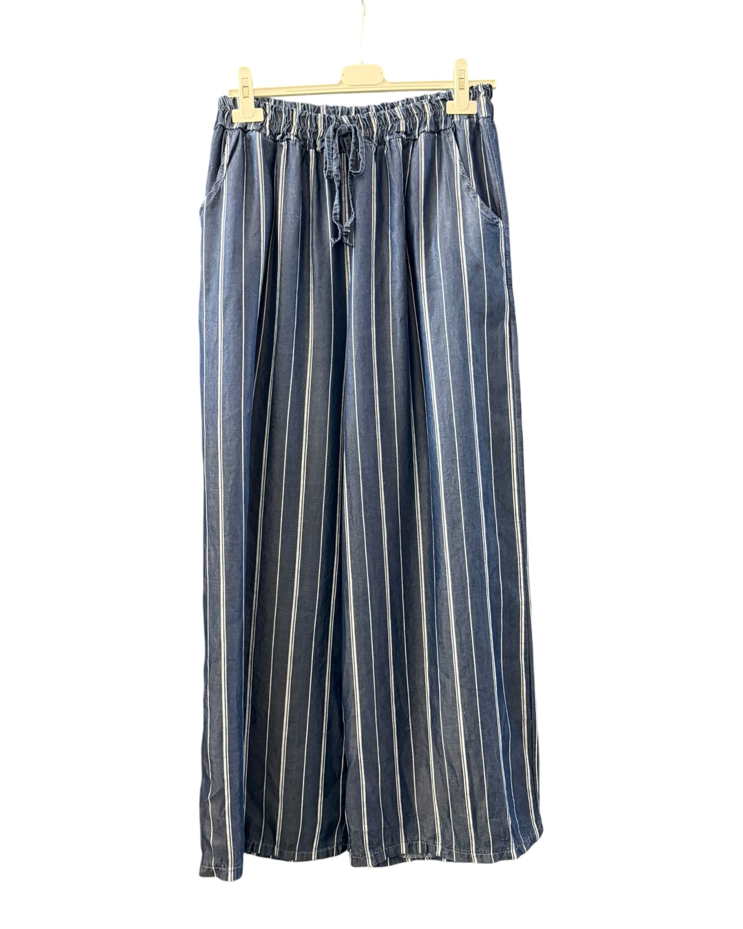 Marley wide leg chambray stripe trousers - Dark denim
