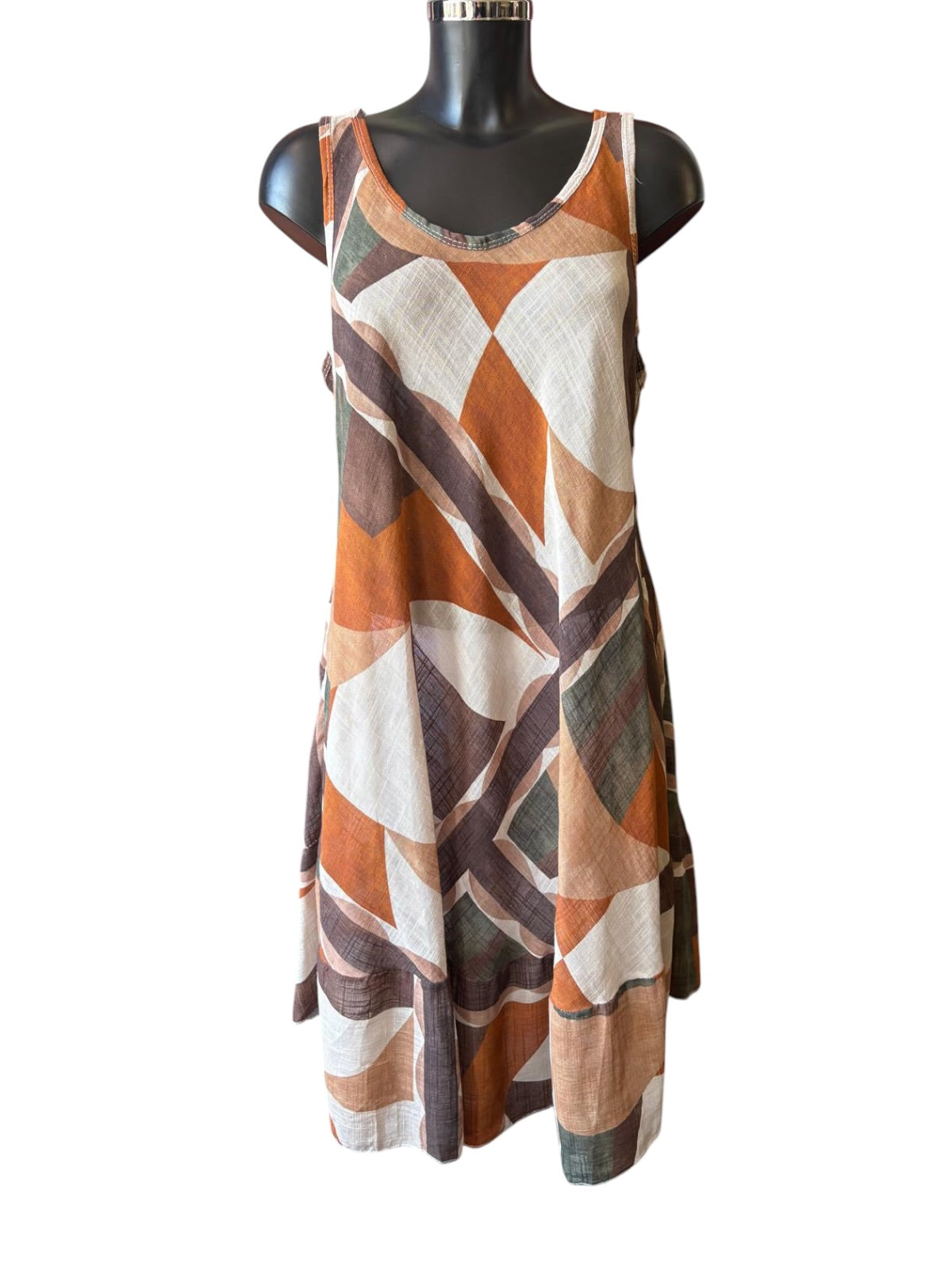Alice sleeveless bias cut dress - Brown pattern