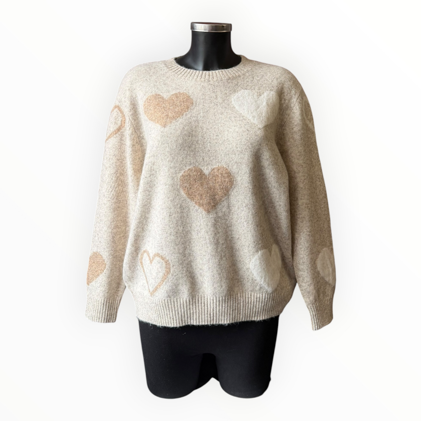 Holly heart print knit jumper - Beige