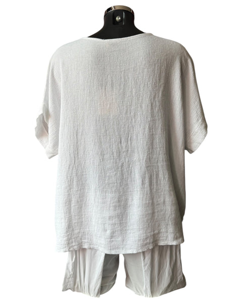 Casey range sequin v neck top - White