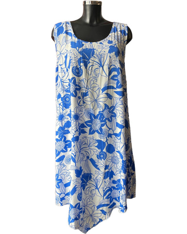 Isla range floral relaxed fit sleeveless dress - Cobalt