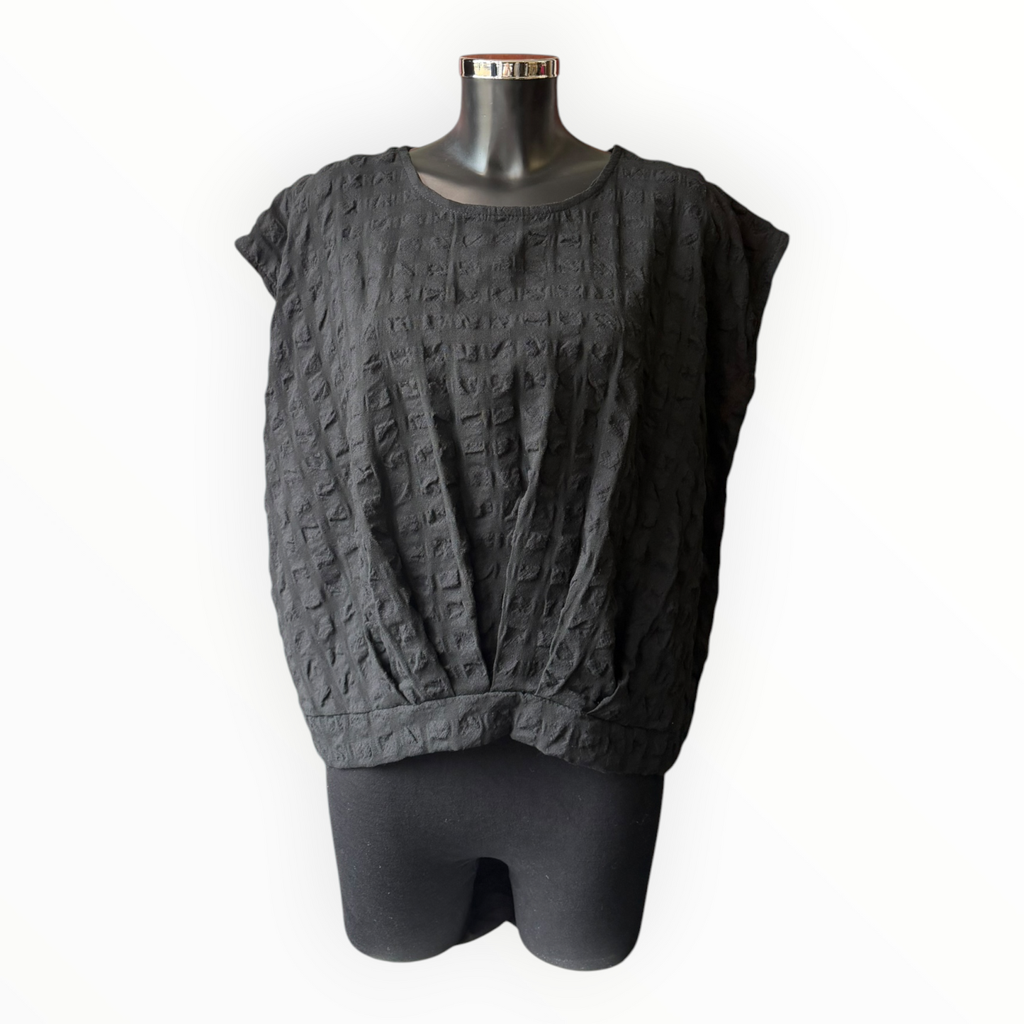 Eliza range checked cap sleeve top - Black