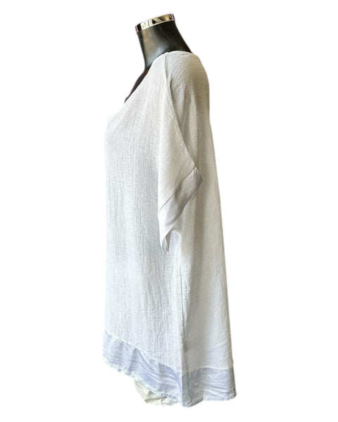 Casey range v neck satin trim top - White