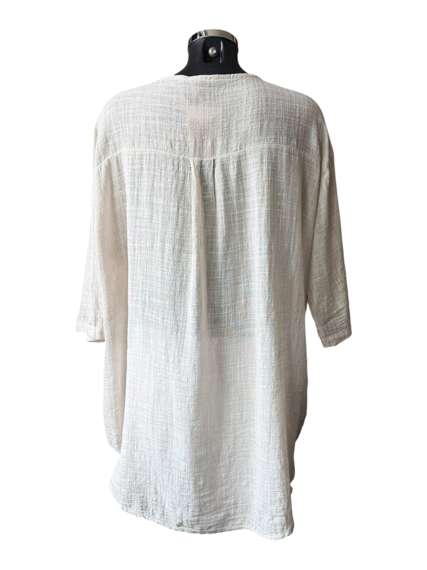 Ivy button detail tunic top - Beige