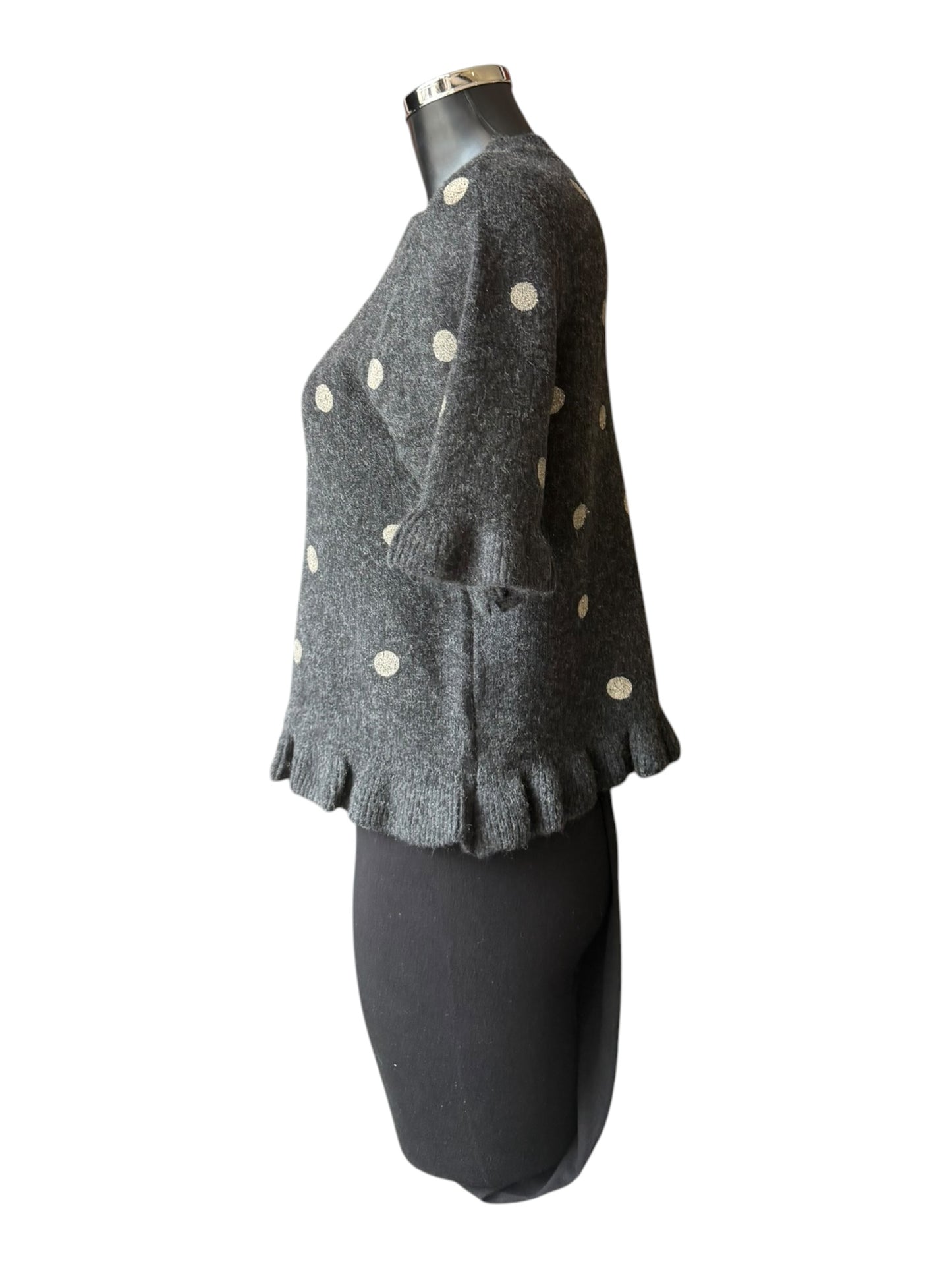 Tammy frill trim polka dot jumper - Black