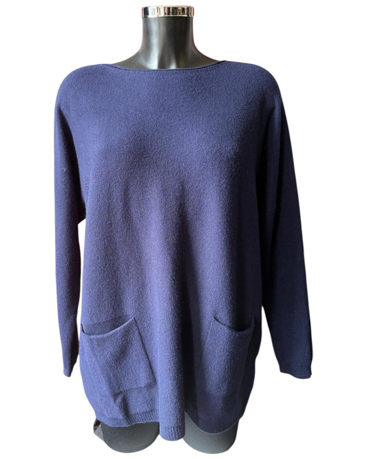 Belinda bow back pocket jumper - Navy