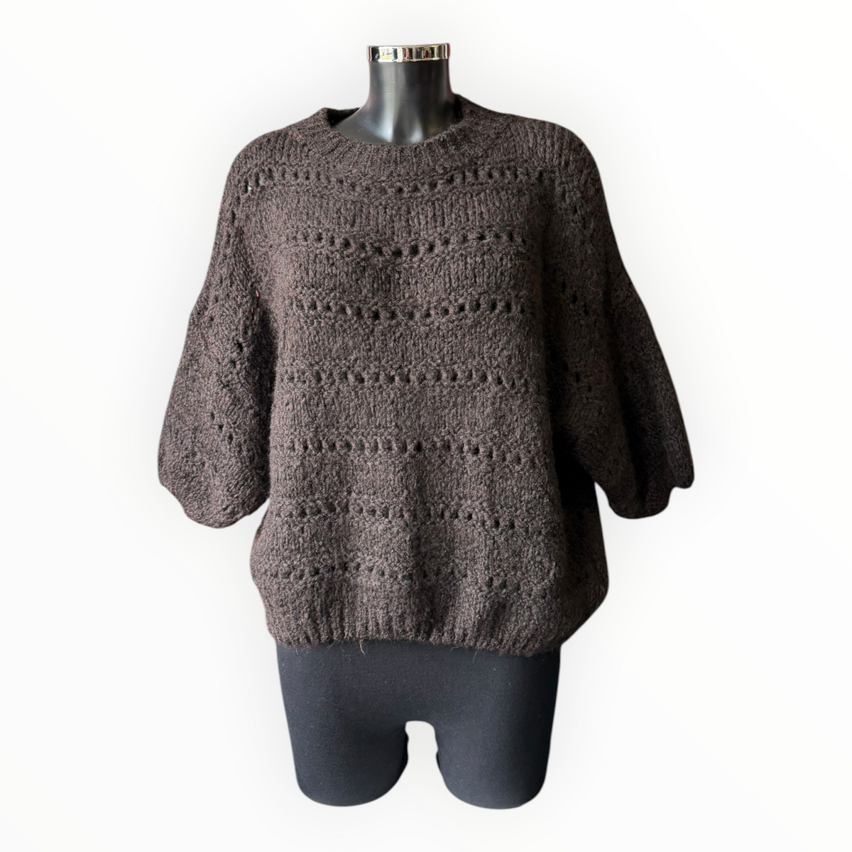 Verity soft knit half sleeve jumper - Chocolate