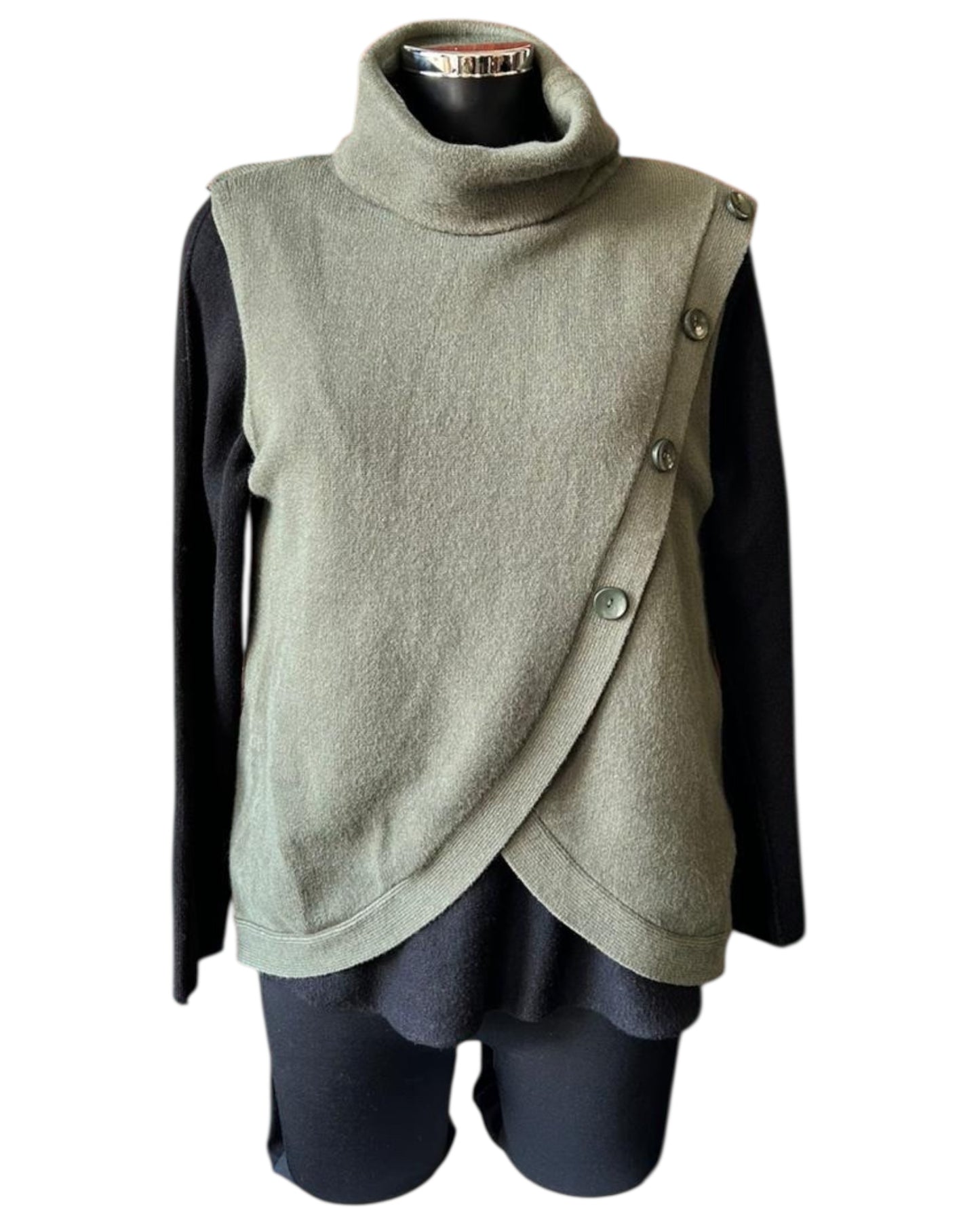 Tilly cowl neck wrap waistcoat top - Khaki