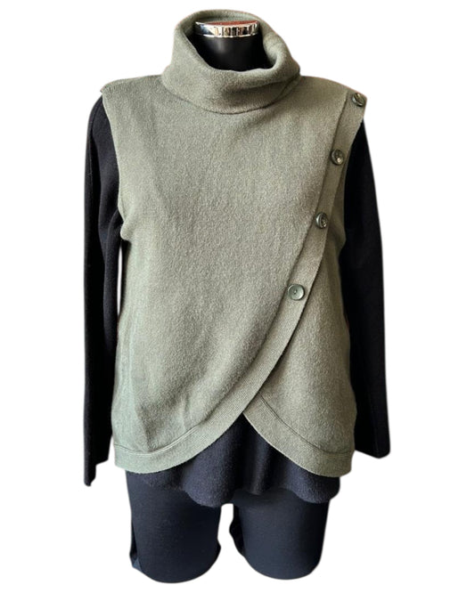 Tilly cowl neck wrap waistcoat top - Khaki