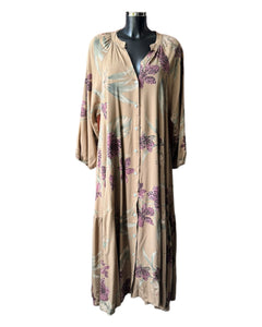 Margot floral oversized shirt dress - Caramel