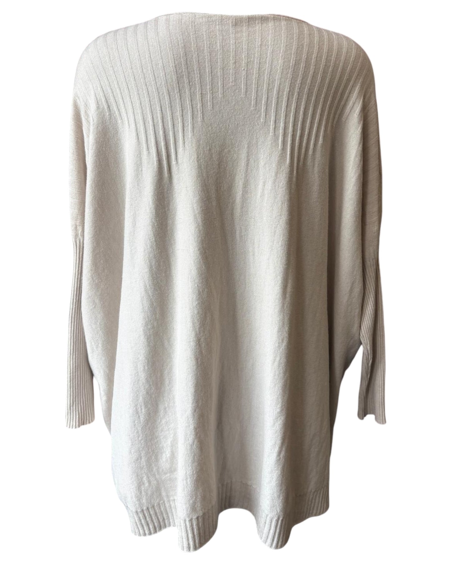 Carrie fine knit ribbed tunic jumper - Cream