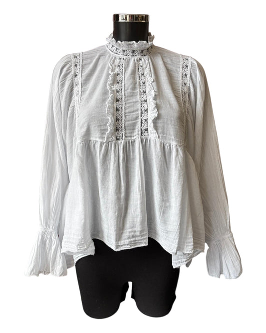 Amy high neck white cotton blouse
