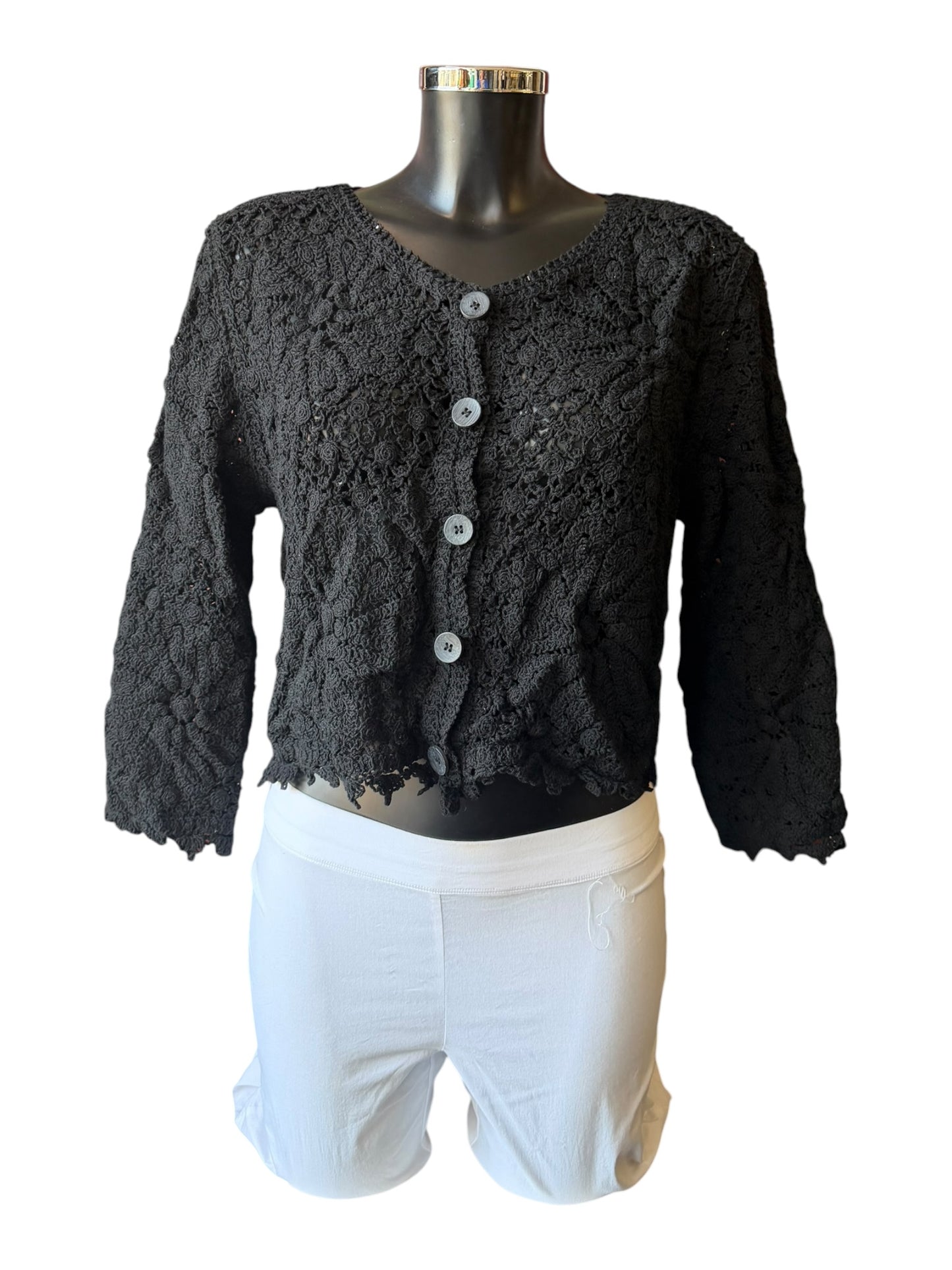 Alana crochet cardigan - Black