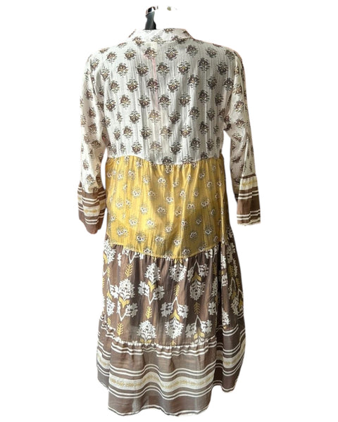 Nancy tiered smock dress - Brown mix