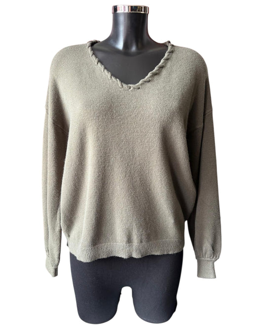 Imogen v neck super soft jumper - Khaki