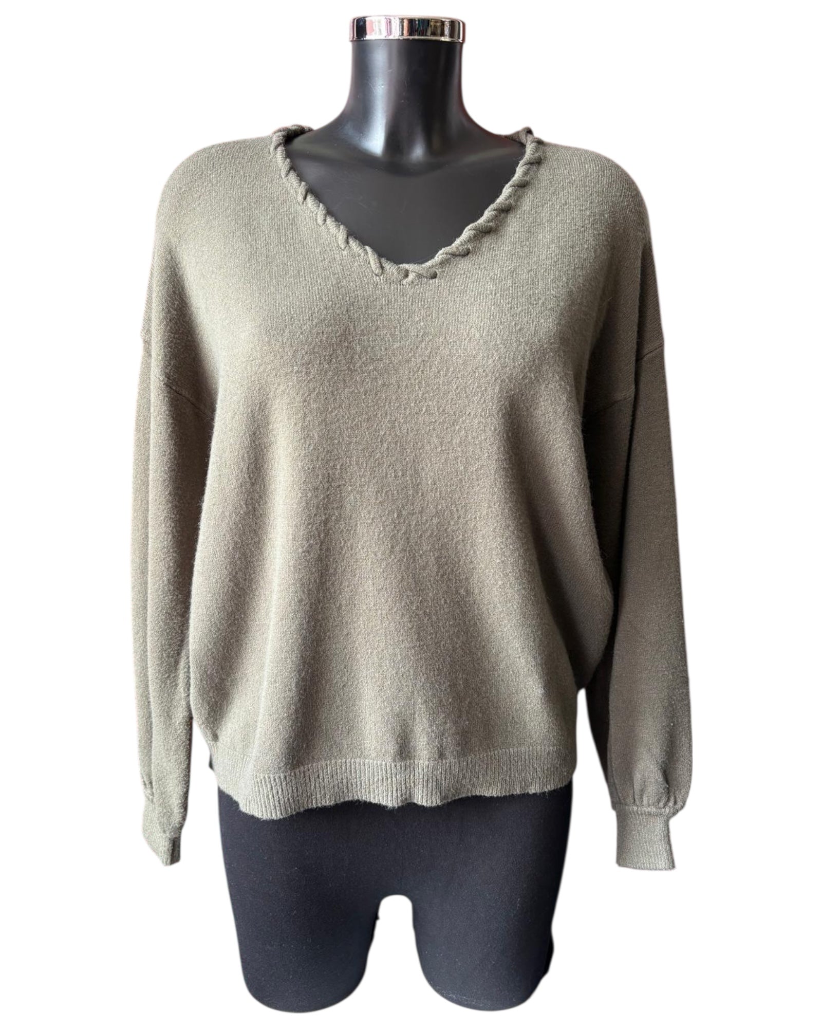 Imogen v neck super soft jumper - Khaki