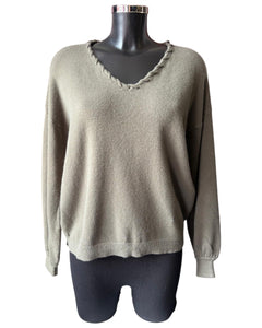 Imogen v neck super soft jumper - Khaki