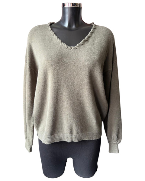 Imogen v neck super soft jumper - Khaki