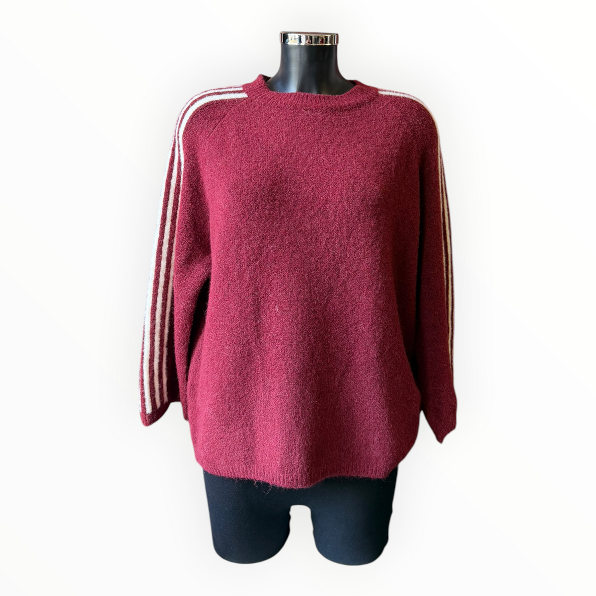 Ada striped arm soft knit jumper - Wine