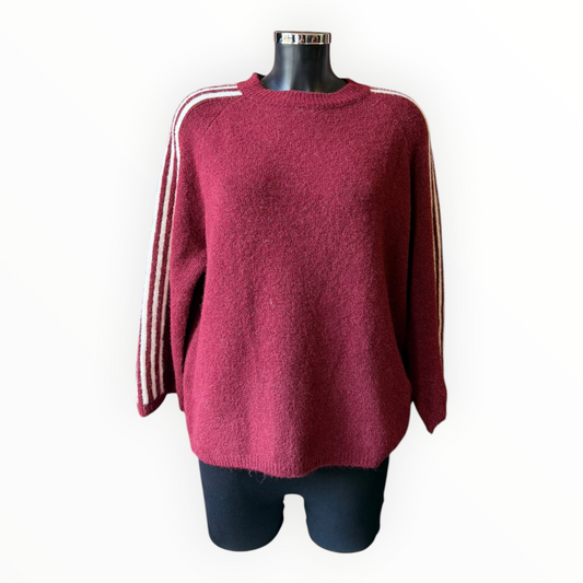 Ada striped arm soft knit jumper - Wine