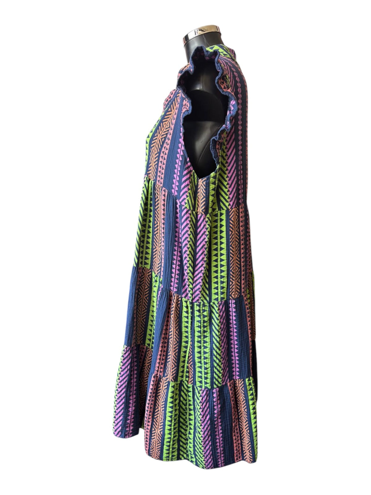 Kylie neon stripe navy smock dress