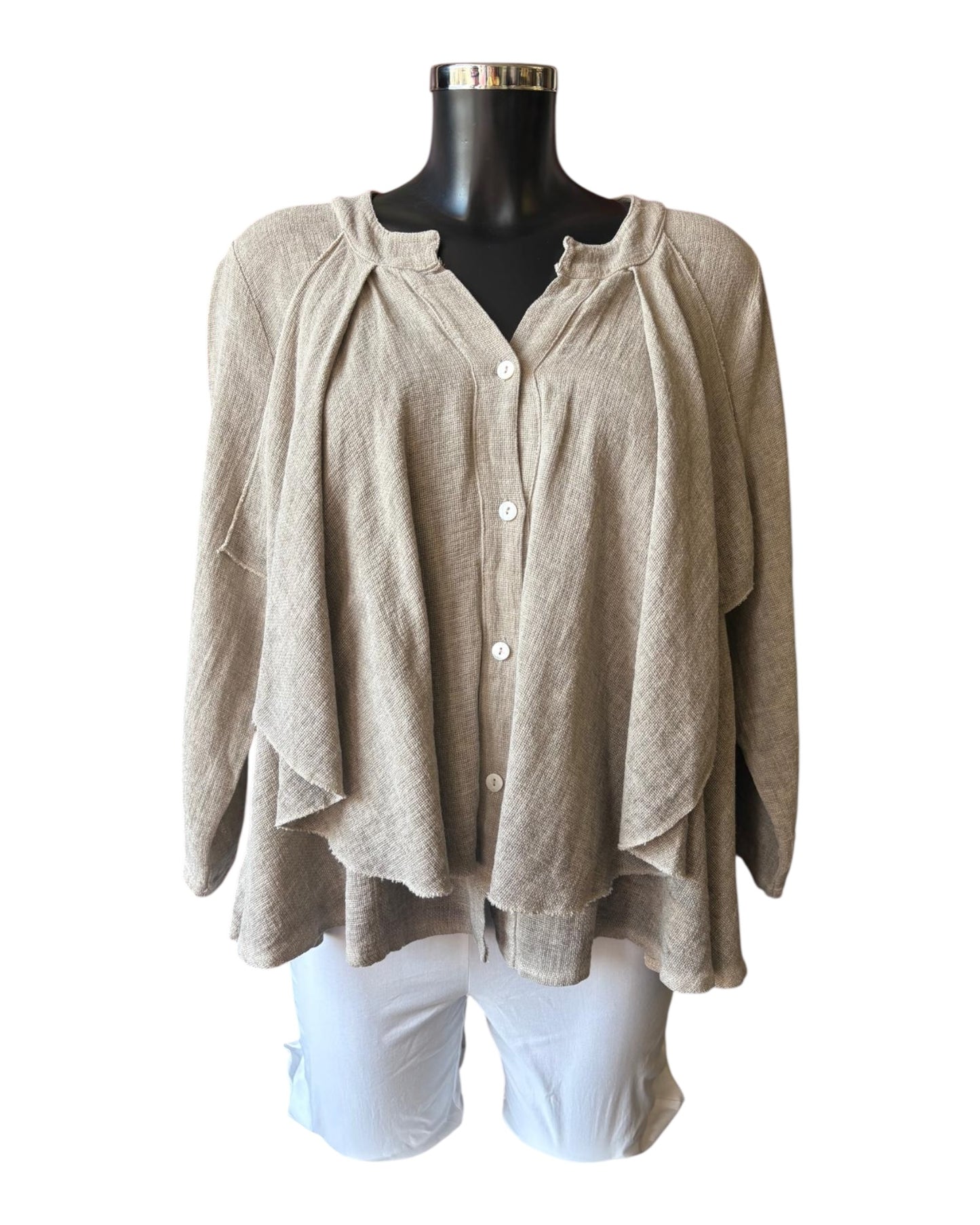 Casey range ruffle front top - Mocha